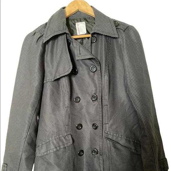 ☔️ Classy charcoal raincoat with discrete plaid pattern size Large - Picture 6 of 7